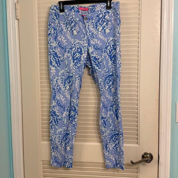 Lilly Pulitzer Pants - Lilly Pulitzer Kelly Knit Skinny Ankle Pants Turtley Awesome Blue Peri Size 10